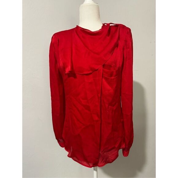 Giorgio Armani Red button front blouse long sleeve 40/4 - Picture 1 of 6